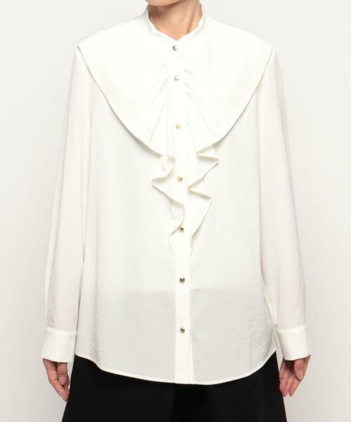 allureville トリアセポリエステルフロントフリルブラウス 23AW セール】 トリアセポリエステルフロントフリルブラウス （シャツ