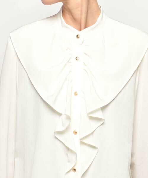 セール】 トリアセポリエステルフロントフリルブラウス （シャツ