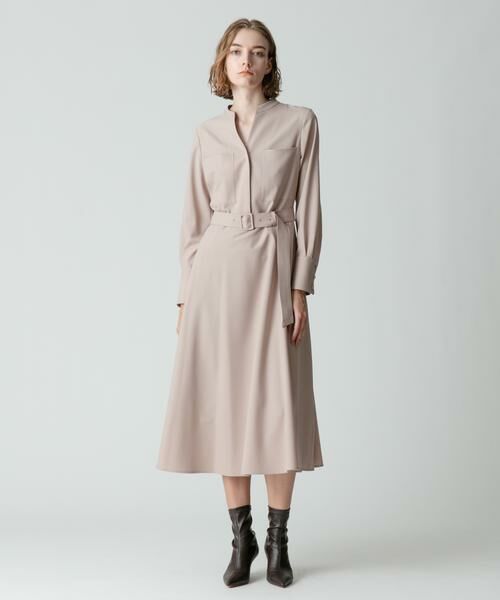 梳毛調ポリエステルスラッシュネックワンピース （ワンピース