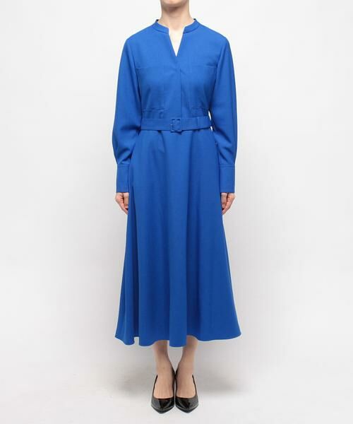 梳毛調ポリエステルスラッシュネックワンピース （ワンピース