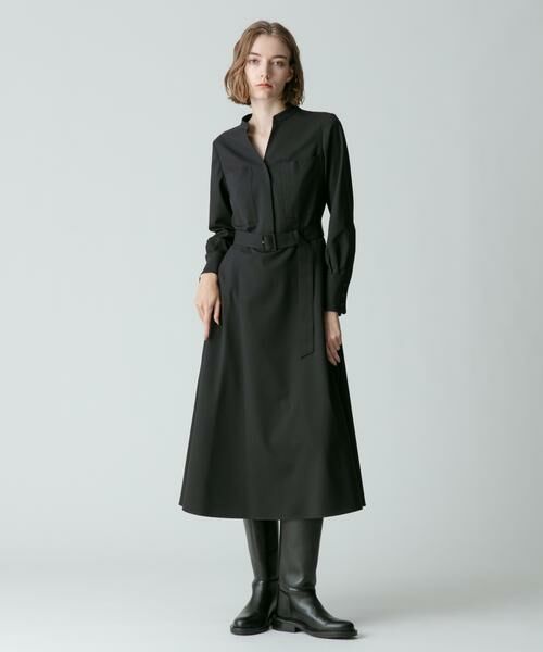 新品タグ付✨近年 アルアバイル 梳毛調ポリエステルスラッシュネックワンピース 梳毛調ポリエステルスラッシュネックワンピース （ワンピース