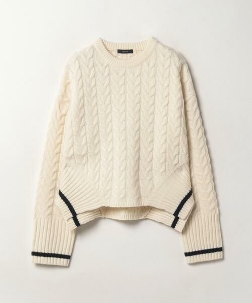 美品✨アルアバイル ケーブル編み イレヘムプルオーバーニット オフホワイト M セール】 ケーブルイレヘムプルオーバー （ニット・セーター