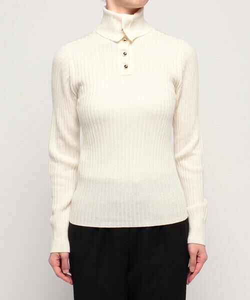 釦ディティール2WAY ネックリブプルオーバー （ニット・セーター