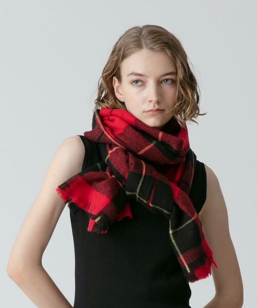 セール】 チェックウールガーゼマフラー （マフラー・ショール
