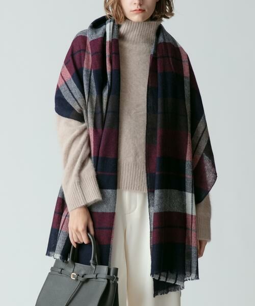 allureville チェックウールガーゼマフラー 新品 allureville（アルアバイル） マフラー チェックウールガーゼマフラー