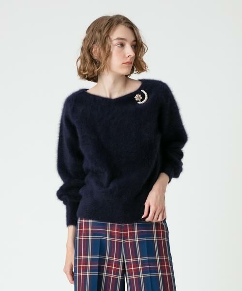 ＊＊allureville / アルアバイル ニット・セーター | WOOLカシミヤ2WAY プルオーバー（ネイビー）