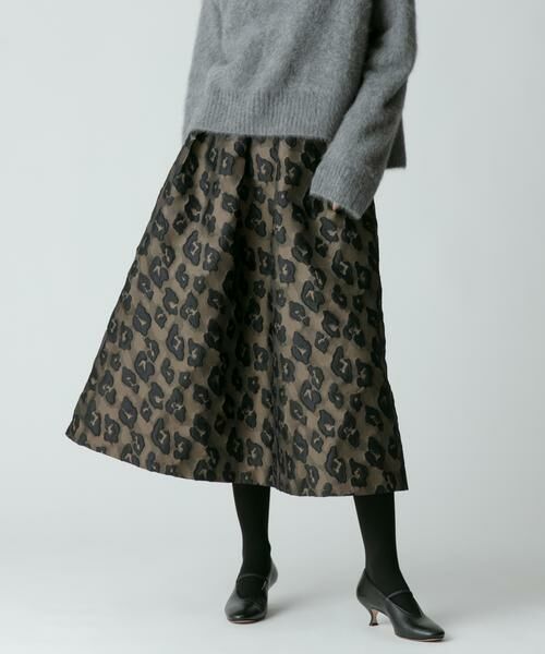 セール】 レオパードジャガードタックスカート （スカート
