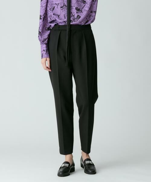 ＊＊allureville / アルアバイル パンツ | ダブルクロステーパードタックパンツ（ブラック）