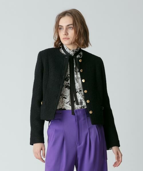 ＊＊allureville / アルアバイル ノーカラージャケット | ブークレショートジャケット | 詳細17