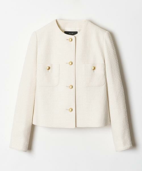 allureville ツィード　ノーカラージャケット ホワイト ツイードノーカラージャケット|allureville OFFICIAL SITE