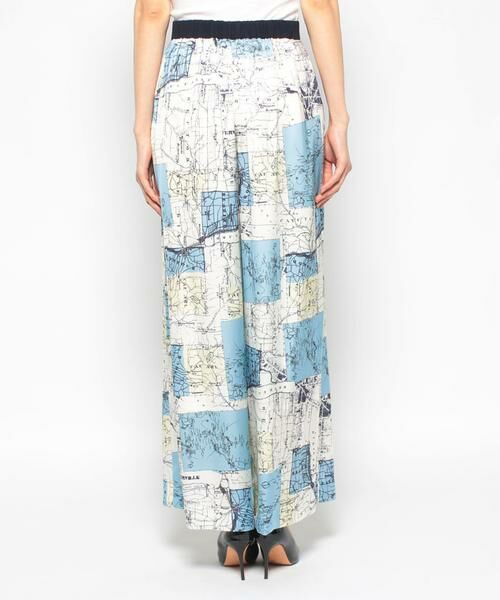 allureville マッププリントタックワイドパンツ 2 サックス ブルー  