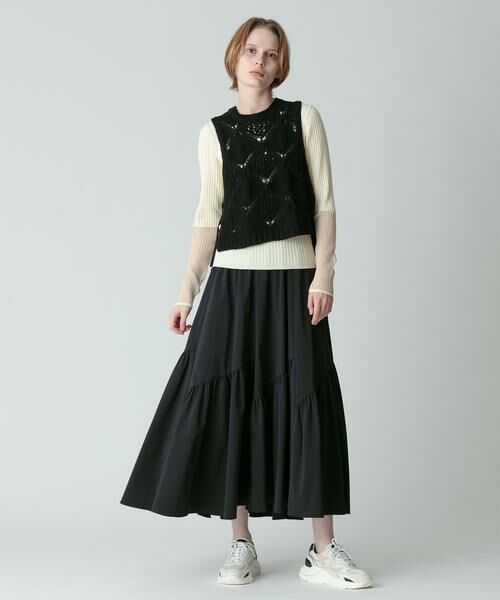 【美品】allureville バルキーコットン オープンジレ 白 透かし編み allureville - 【美品】allureville バルキーコットン オープンジレ 白