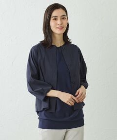 AMACA / アマカ ノーカラージャケット | ナチュラルドライオーガンジーノーカラージャケット