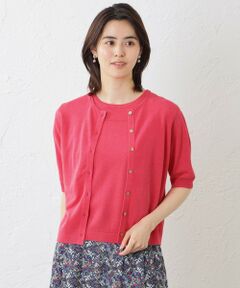 AMACA / アマカ ニット・セーター | シャイニーコットン　5分袖ニットカーディガン