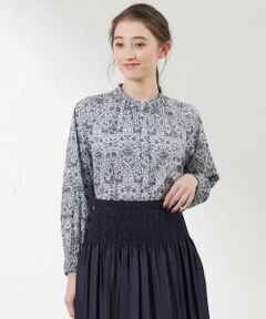 【WEB・一部店舗限定】【LIBERTY】タナローンスタンドカラーブラウス