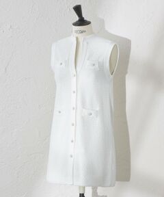 AMACA / アマカ ノーカラージャケット | 【ATELIER COLLECTION】ブークレージャカードニットロングジレ