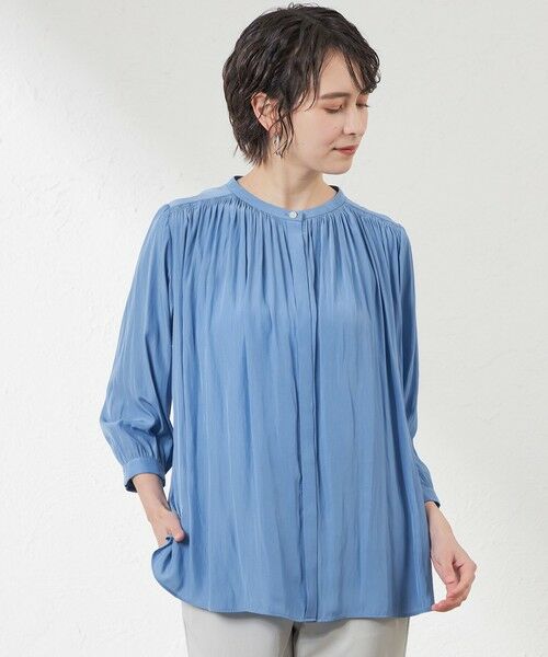 AMACA / アマカ シャツ・ブラウス | 【WEB＆一部店舗限定カラー】割繊デシン　ギャザーブラウス（ブルー5）