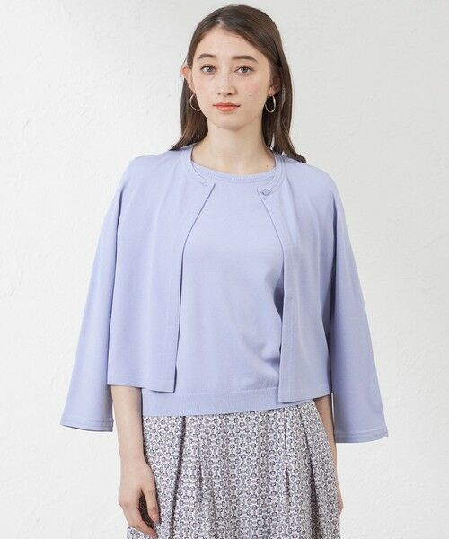 AMACA / アマカ ニット・セーター | ライトレーヨンストレッチニットTボレロ(ブルー5)