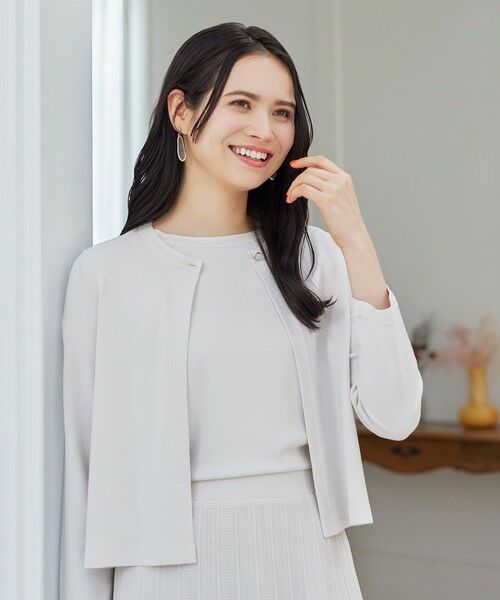 AMACA / アマカ ニット・セーター | ライトレーヨンストレッチニットTボレロ(ベージュ1)