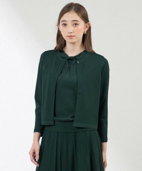 AMACA / アマカ ニット・セーター | ライトレーヨンストレッチニットTボレロ(グリーン3)