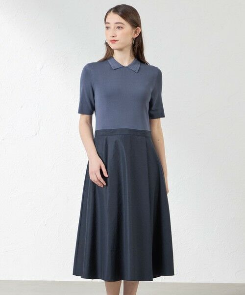 AMACA / アマカ ロング・マキシ丈ワンピース | 布帛コンビニットワンピース(ネイビー3)