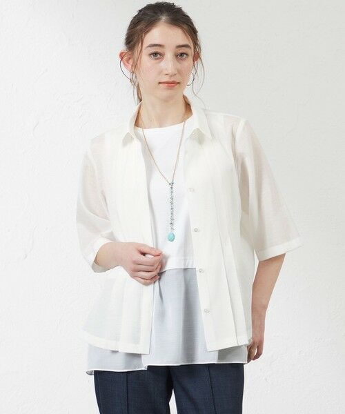 AMACA / アマカ シャツ・ブラウス | シルキーローンショートシャツ(オフホワイト1)