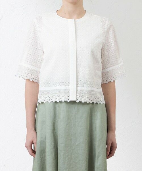 AMACA / アマカ ノーカラージャケット | 【Anniversary Piece】コットン幾何レースブルゾン | 詳細3