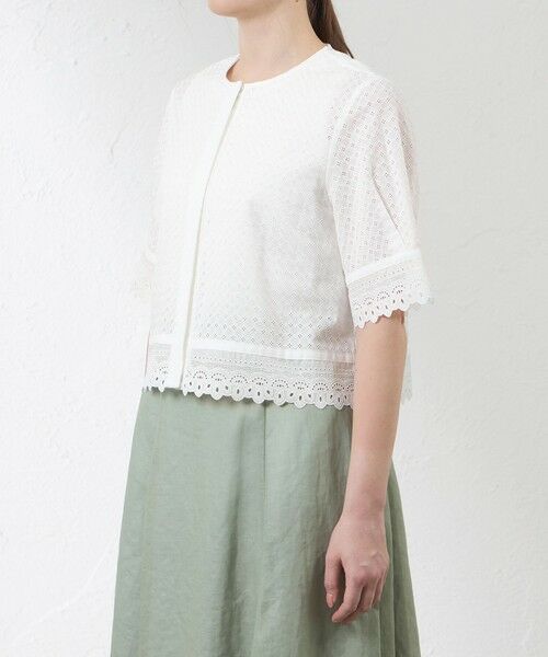 AMACA / アマカ ノーカラージャケット | 【Anniversary Piece】コットン幾何レースブルゾン | 詳細4