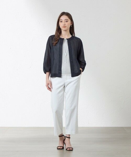 AMACA / アマカ ノーカラージャケット | ポリエステルオーガンジーブルゾン | 詳細1