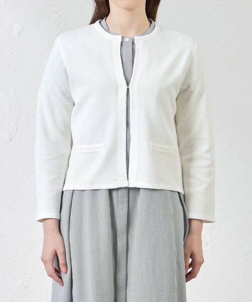 AMACA / アマカ ノーカラージャケット | ペーパーコットンニットジャケット | 詳細4