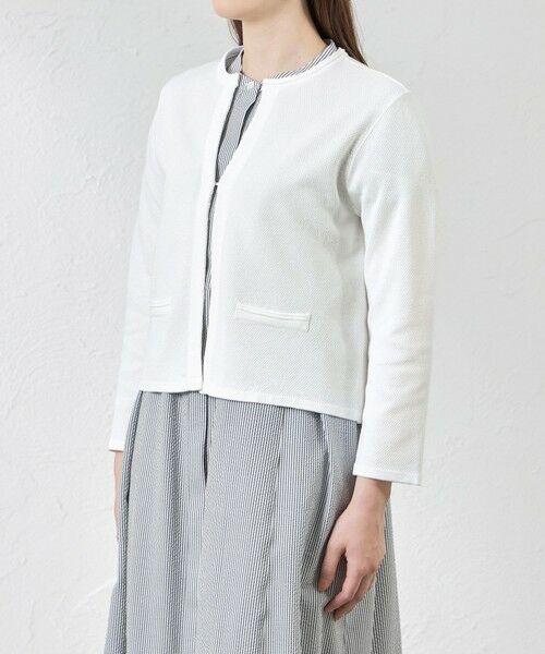 AMACA / アマカ ノーカラージャケット | ペーパーコットンニットジャケット | 詳細5