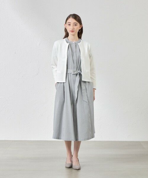 AMACA / アマカ ノーカラージャケット | ペーパーコットンニットジャケット | 詳細1