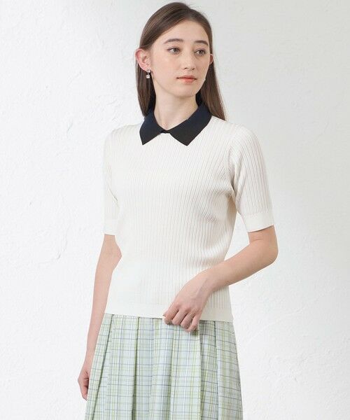 AMACA/アマカ ブライトレーヨンニットポロ オフホワイト1 40 AMACA/アマカ ブライトレーヨンニットポロ オフホワイト1 40