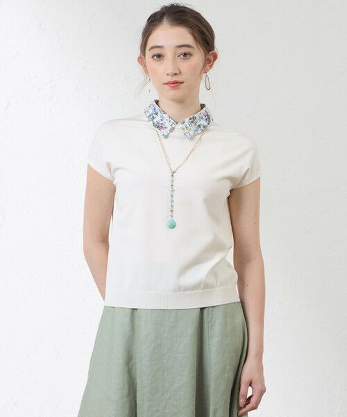 AMACA / アマカ ニット・セーター | 【Anniversary Piece】ブライトレーヨン襟付きプルオーバー(オフホワイト1)