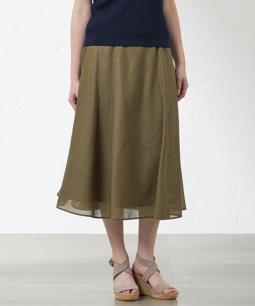 AMACA / アマカ ロング・マキシ丈スカート | 【WEB・一部店舗限定】ポリエステルオーガンジーフリルスカート(カーキ1)