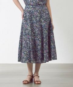 極美品　上品上質　AMACA アマカ　リバティ　ヨシエ　スカート　38 ミモレ丈 トリアセテートコットンタイプライタースカート(スカート