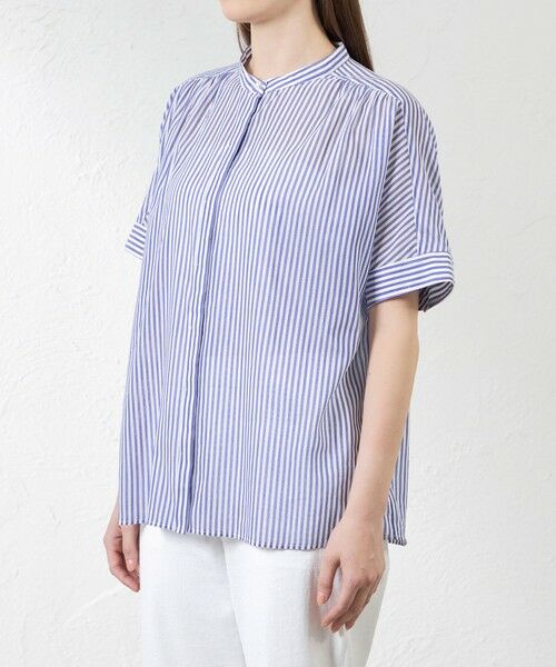 AMACA / アマカ シャツ・ブラウス | ストライプスタンドカラーブラウス | 詳細3