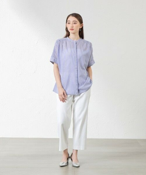 AMACA / アマカ シャツ・ブラウス | ストライプスタンドカラーブラウス | 詳細1