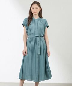 AMACA アマカ リネン ストライプ ロング ワンピース タック M ブルー AMACA / アマカ （レディース） ワンピース | ファッション通販