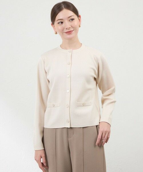 AMACA / アマカ ノーカラージャケット | 【Anniversary　Piece】光電子×ミラノリブニットジャケット | 詳細3