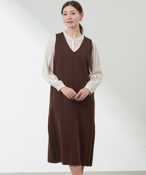 AMACA / アマカ ロング・マキシ丈ワンピース | ミラノリブジャンドレ(ブラウン3)