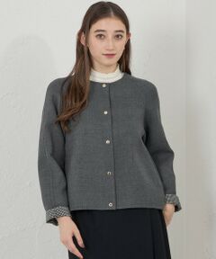 AMACA / アマカ ノーカラージャケット | 梳毛リバーノーカラーショートコート