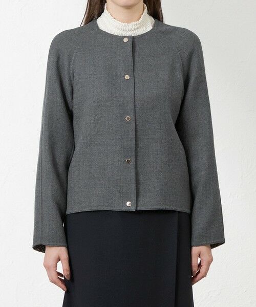 AMACA / アマカ ノーカラージャケット | 梳毛リバーノーカラーショートコート | 詳細4
