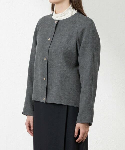 AMACA / アマカ ノーカラージャケット | 梳毛リバーノーカラーショートコート | 詳細5