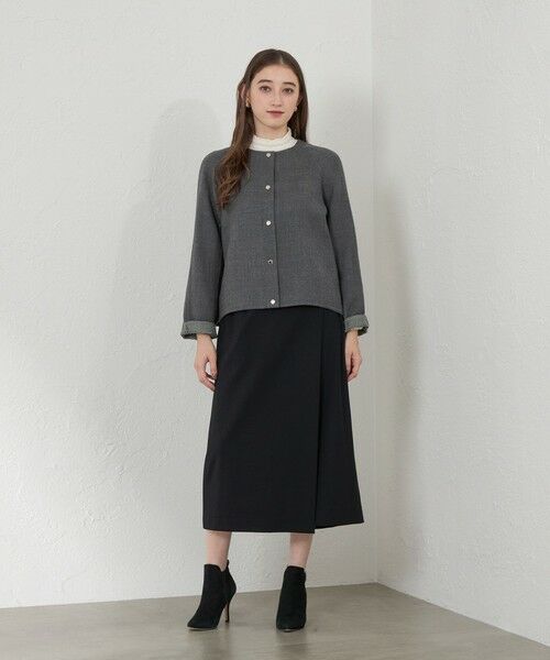 AMACA / アマカ ノーカラージャケット | 梳毛リバーノーカラーショートコート | 詳細1