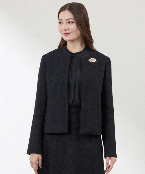 AMACA / アマカ ノーカラージャケット | 【Anniversary Piece】【尾州素材】ツイードジャケット(ネイビー3)