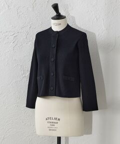 AMACA / アマカ ノーカラージャケット | 【ATELIER COLLECTION】 シャインレーヨンニットジャケット