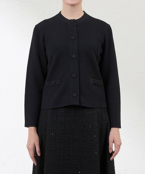 AMACA / アマカ ノーカラージャケット | 【ATELIER COLLECTION】 シャインレーヨンニットジャケット | 詳細4