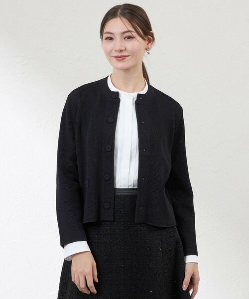 AMACA / アマカ ノーカラージャケット | 【ATELIER COLLECTION】 シャインレーヨンニットジャケット | 詳細1