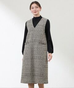AMACA / アマカ ロング・マキシ丈ワンピース | 【Anniversary　Piece】【尾州素材】ツイードジャンパードレス